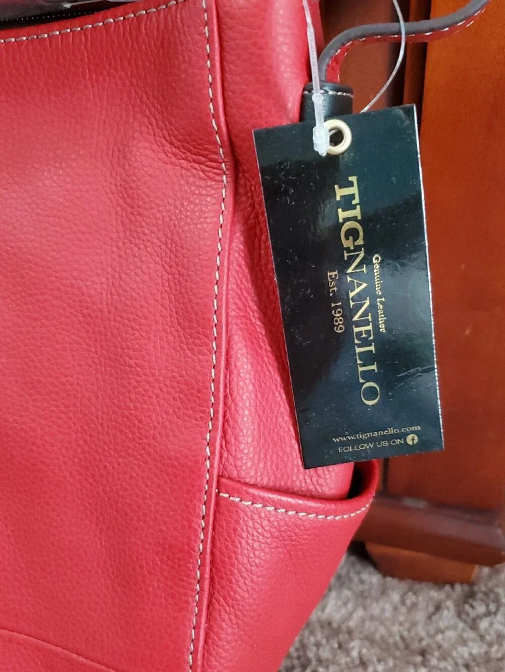 BRAND NEW!!  Tignanello Vibrant Red Leather Shoulder Bag
